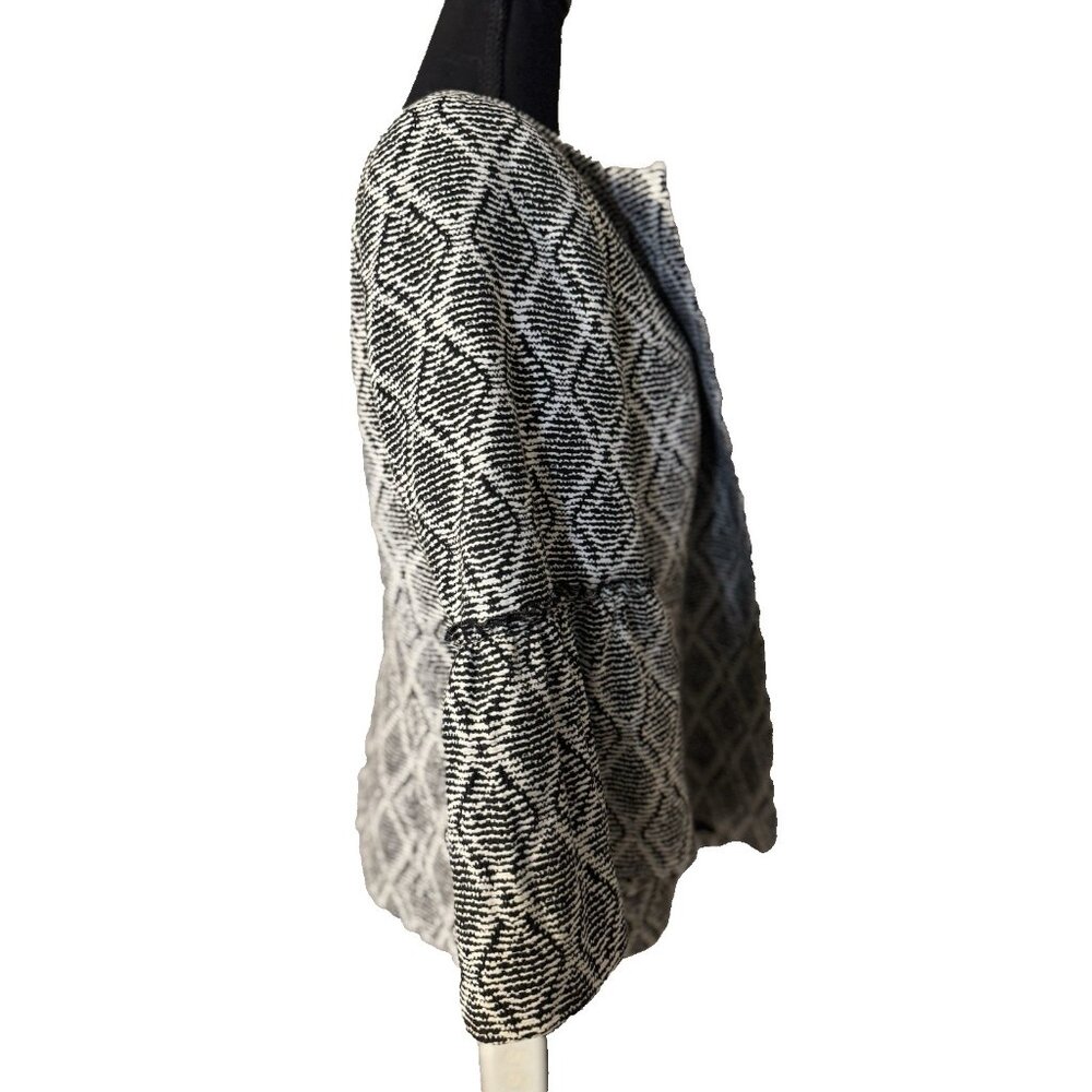 Kasper Suit Jacket Blazer 16 Black White Diamond Classic Open Stretch - Picture 7 of 14